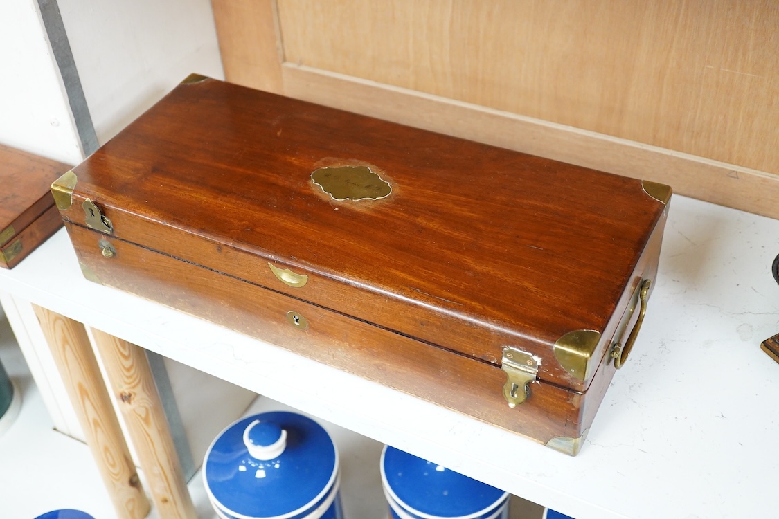 A 19th century surgeon’s set signed Mon. Charriere, Collin & Cie., Paris, in a fitted mahogany case, comprising of steel surgeons instruments; knives, scalpels, scoops, tourniquet, saws, rasps, some instruments stamped w